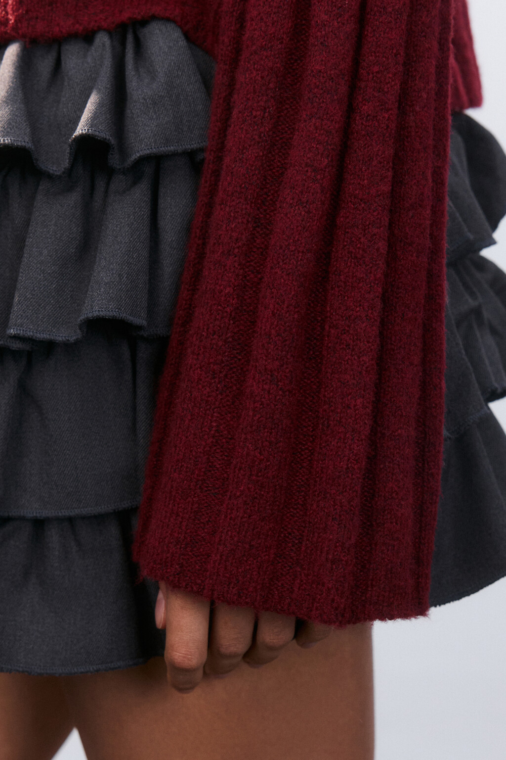 Джемпер вязаный с шерстью - цвет бордовый - 6