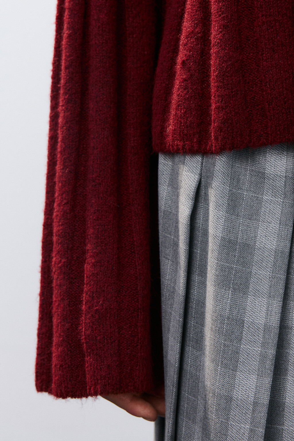 Джемпер вязаный с шерстью - цвет бордовый - 7