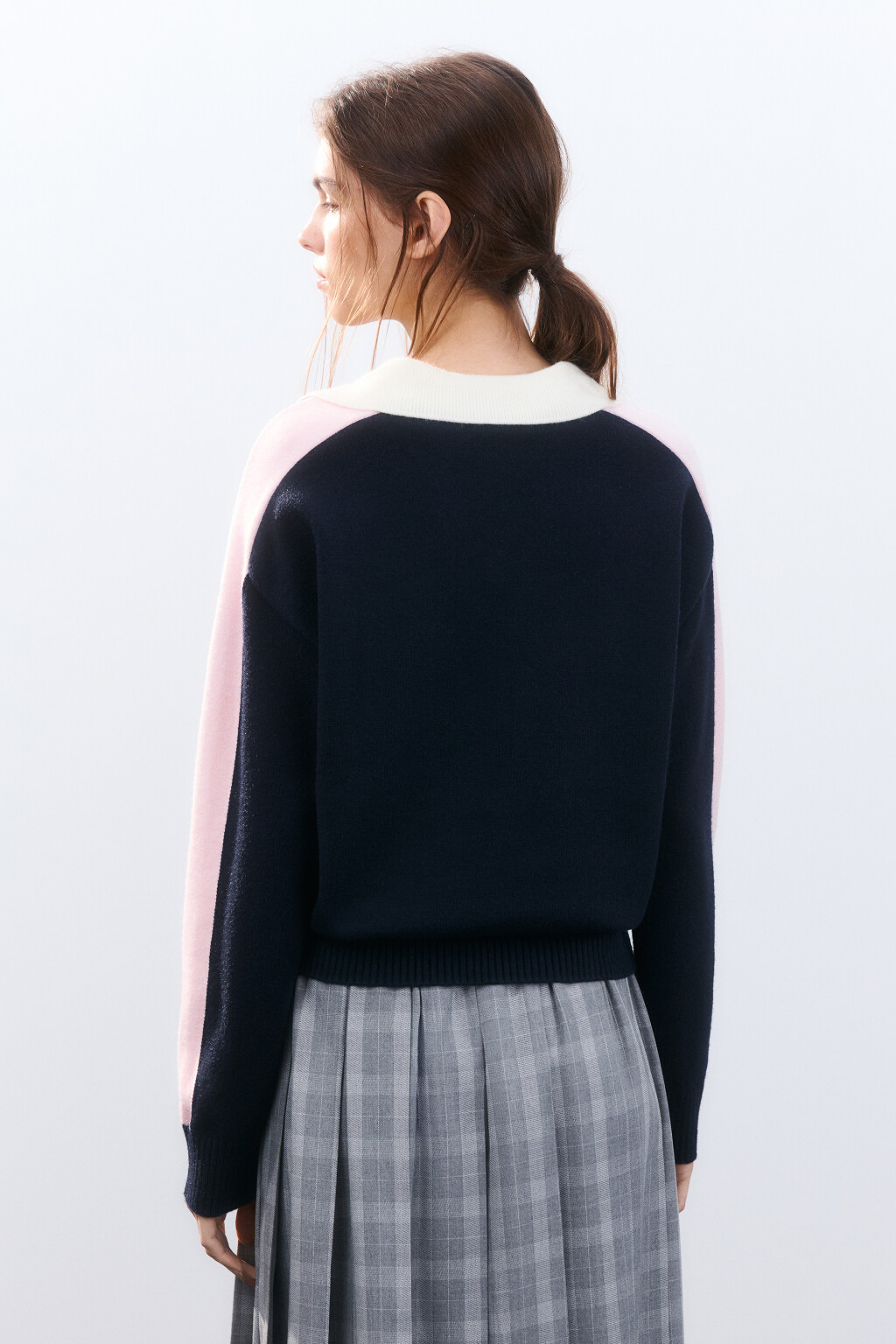 Джемпер-поло вязаный с вышивкой - цвет синий - 4