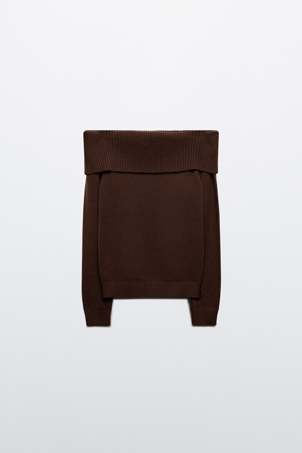 Джемпер вязаный с открытыми плечами - цвет коричневый - 8