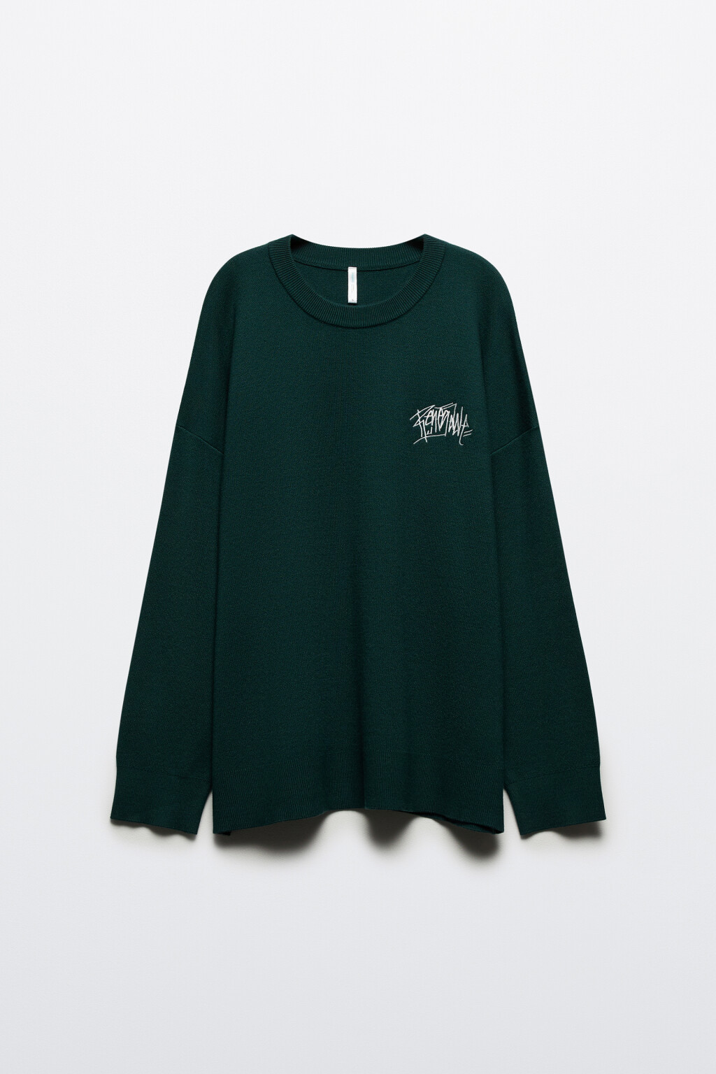 Джемпер вязаный с вышивкой и принтом - цвет зеленый - 8