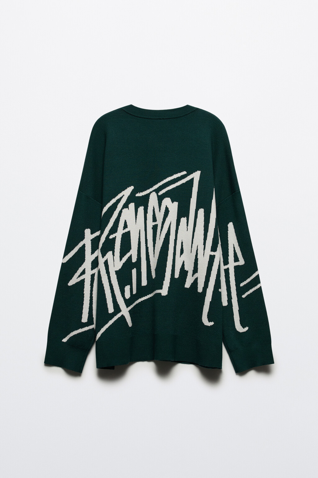 Джемпер вязаный с вышивкой и принтом - цвет зеленый - 9