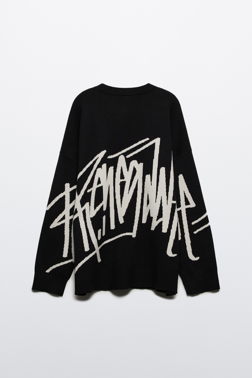 Джемпер вязаный с вышивкой и принтом - цвет черный - 8