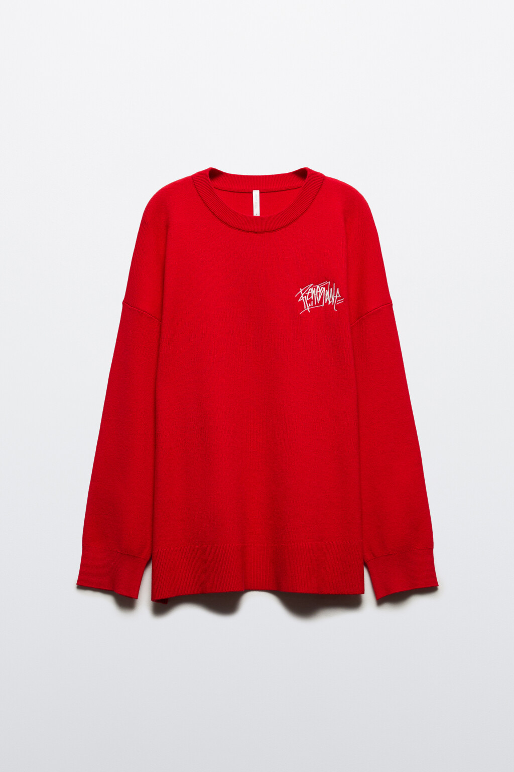 Джемпер вязаный с вышивкой и принтом - цвет красный - 8