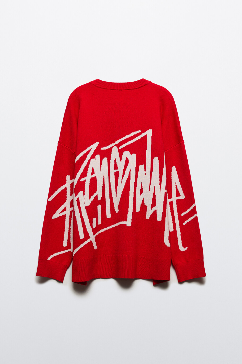 Джемпер вязаный с вышивкой и принтом - цвет красный - 9