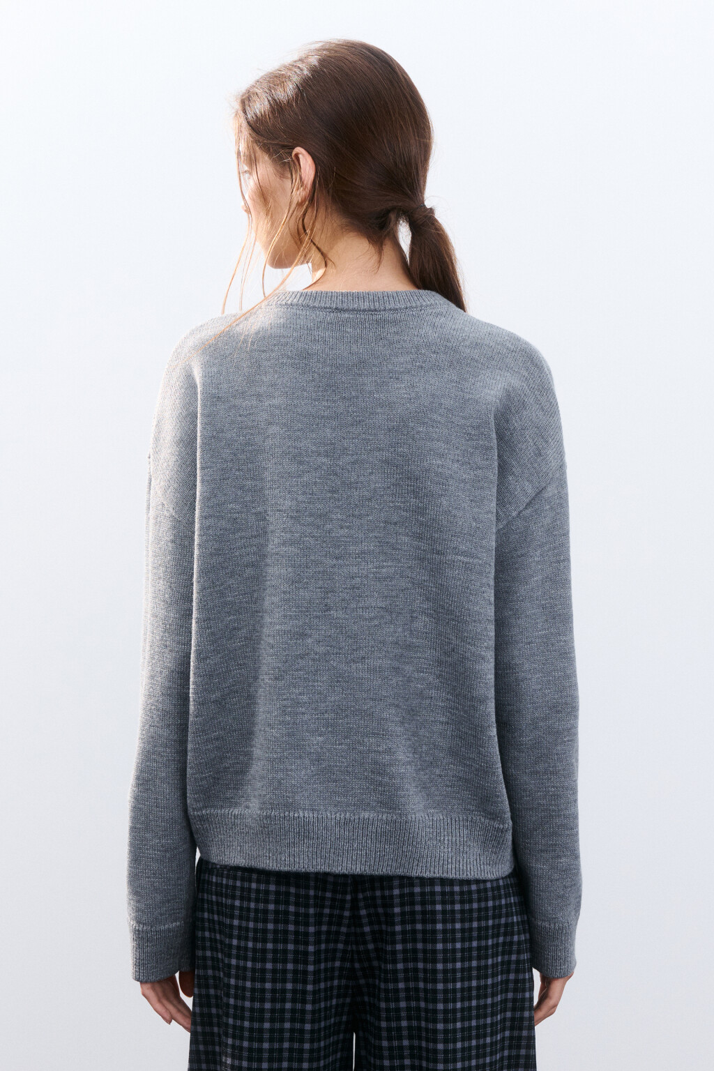 Джемпер вязаный с принтом - цвет серый - 3