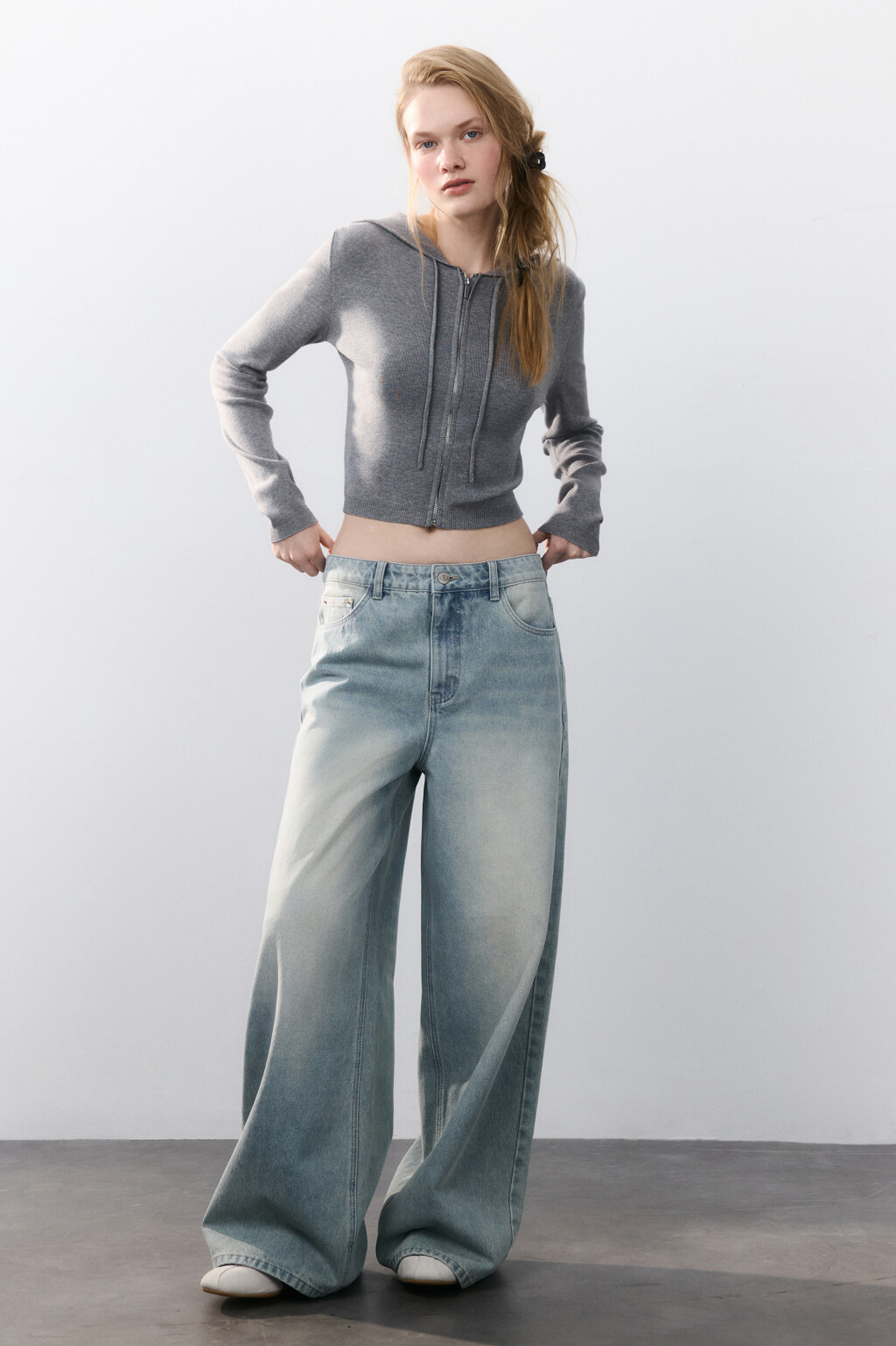 Толстовка вязаная на молнии - цвет серый - 5