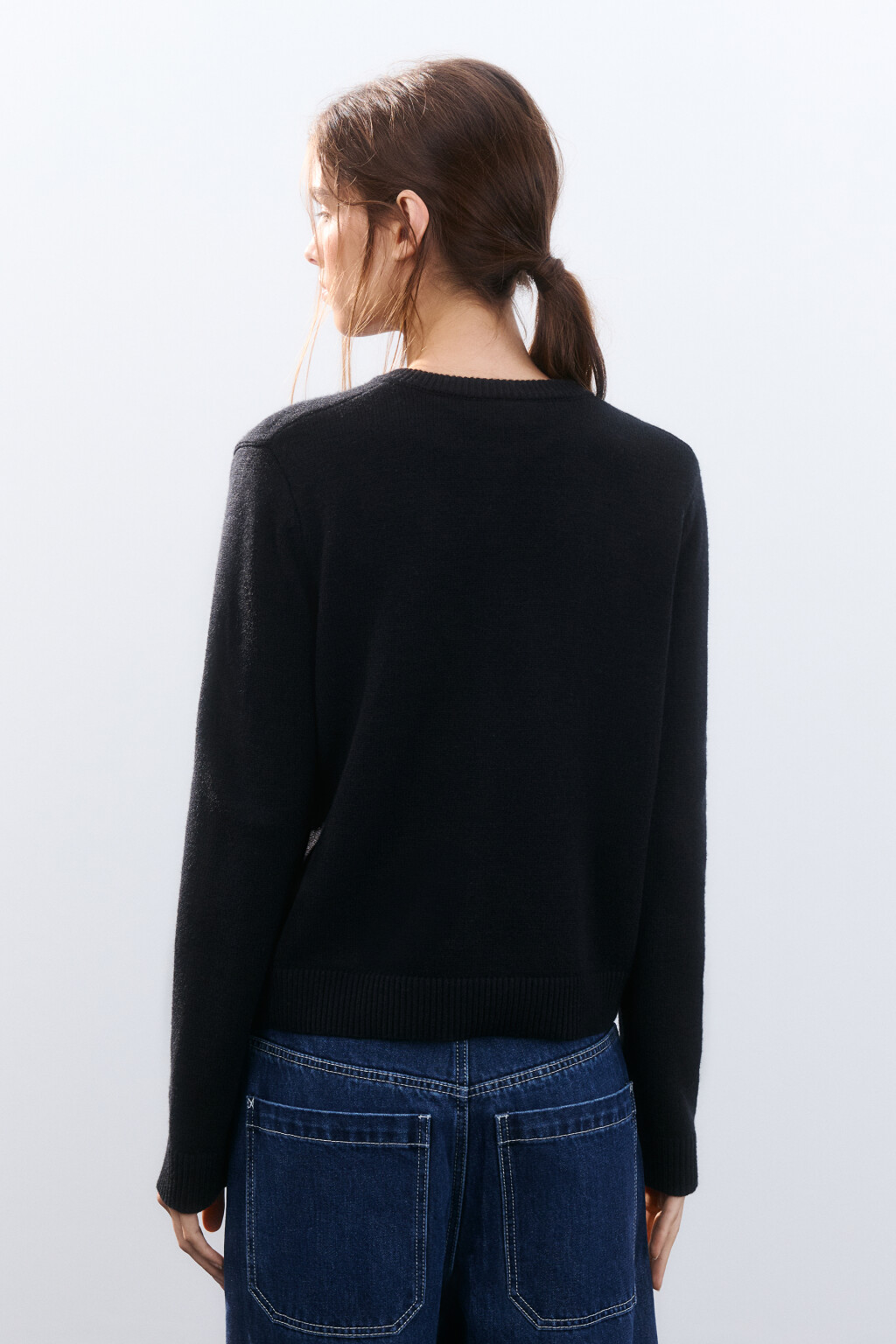 Кардиган на пуговицах с вышивкой - цвет черный - 3