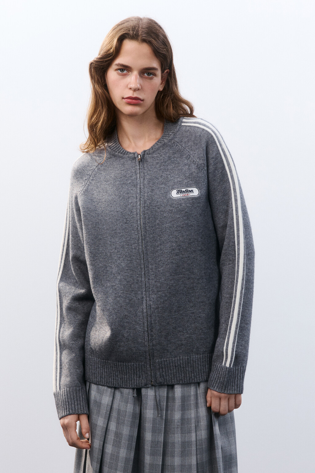 Кардиган на молнии с принтом - цвет серый - 2