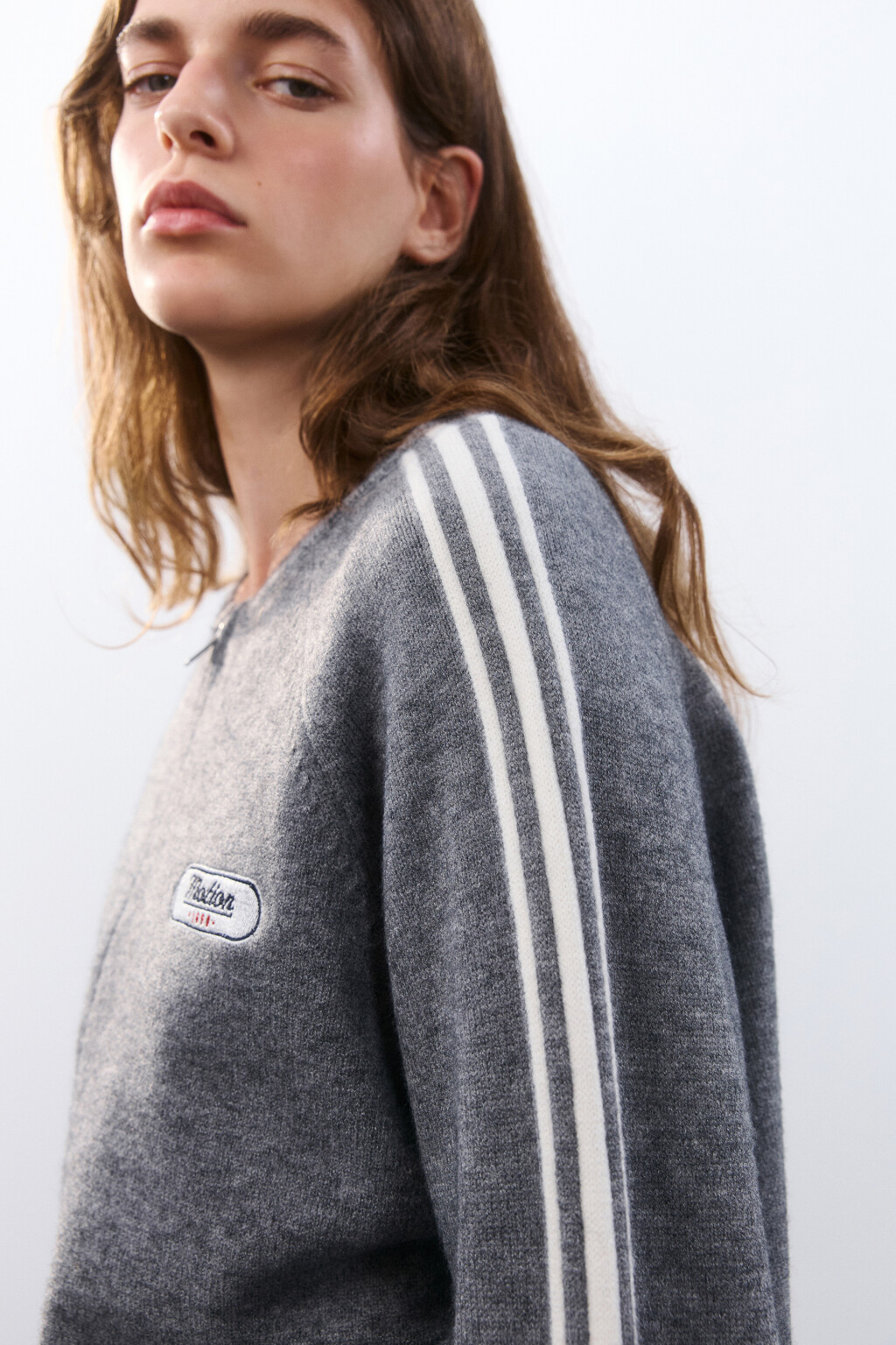 Кардиган на молнии с принтом - цвет серый - 6