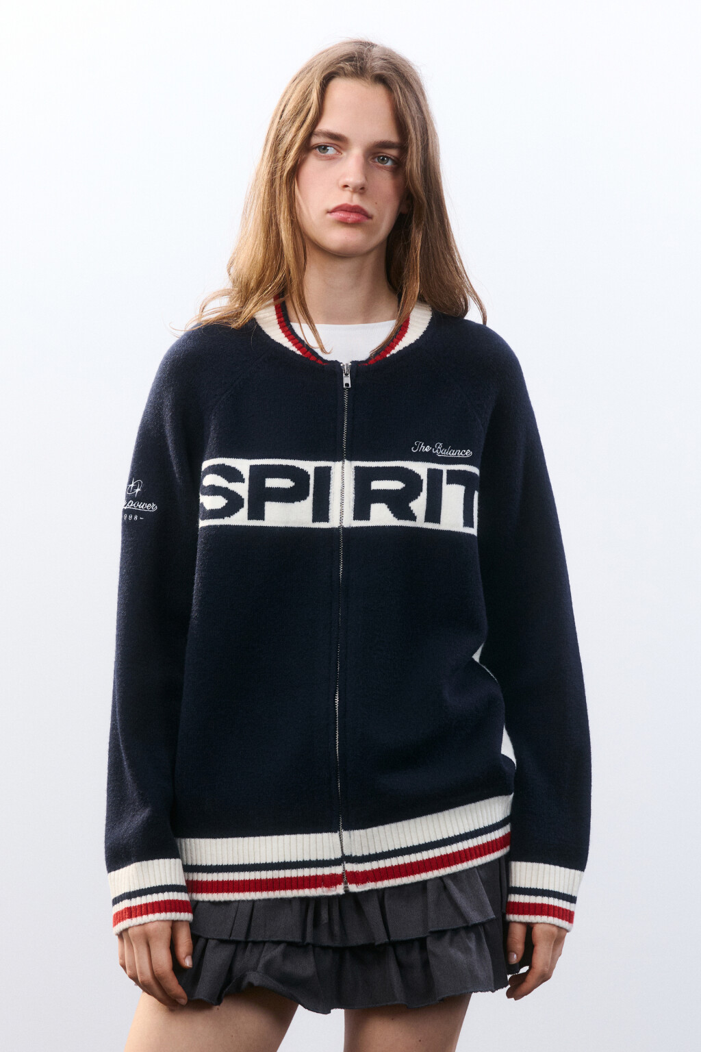 Кардиган на молнии с принтом - цвет синий - 3