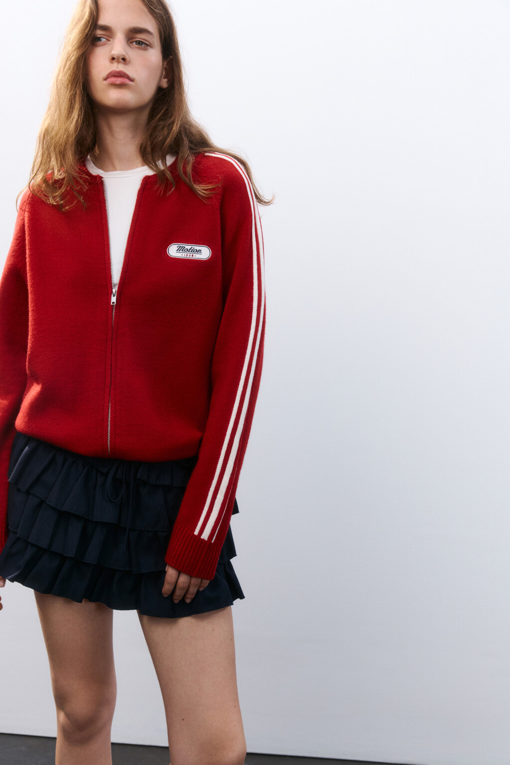 Кардиган на молнии с принтом - цвет красный - 1