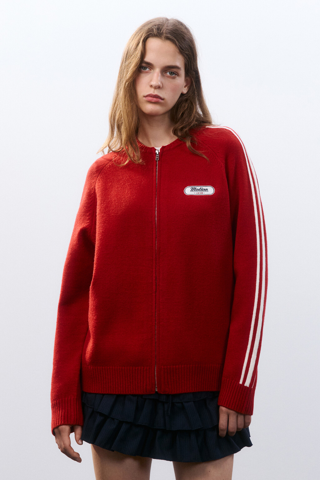 Кардиган на молнии с принтом - цвет красный - 2