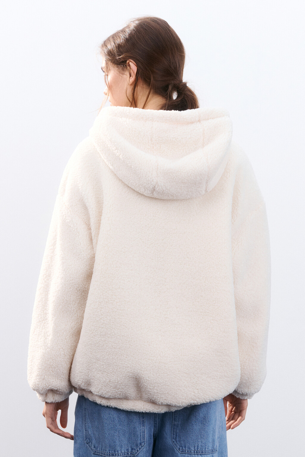 Куртка плюшевая с капюшоном - цвет молочный - 3