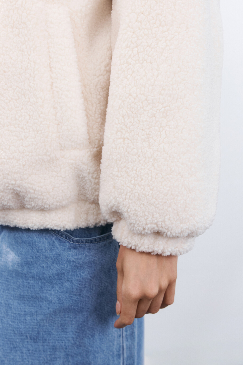 Куртка плюшевая с капюшоном - цвет молочный - 6