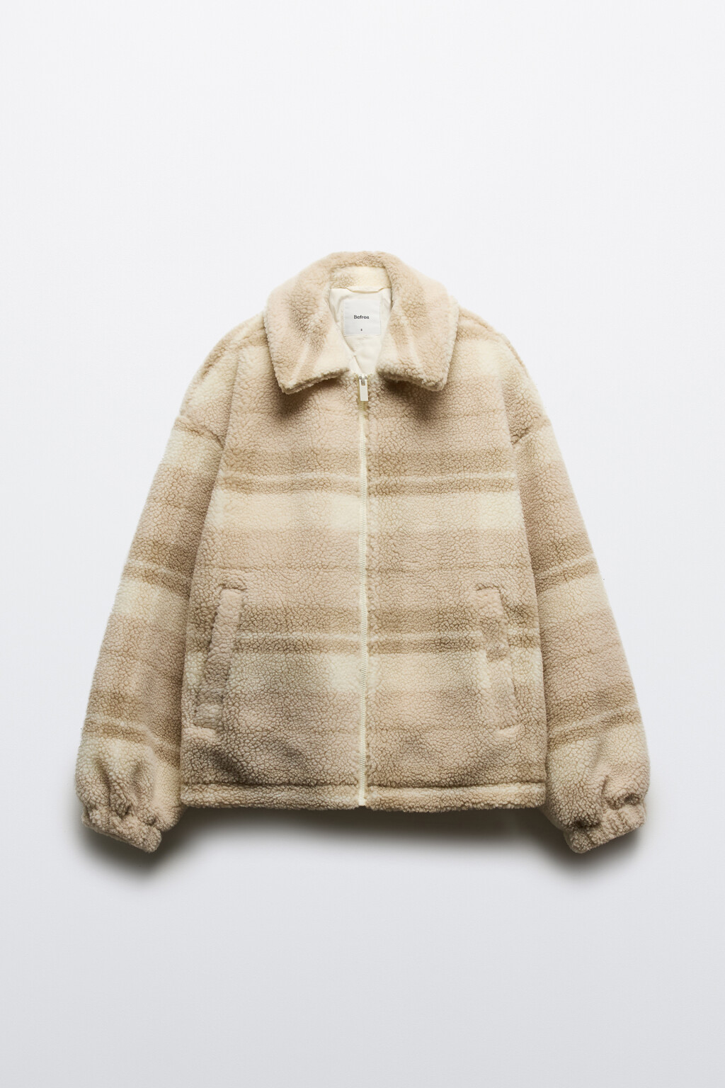 Куртка плюшевая в клетку - цвет бежевый - 9