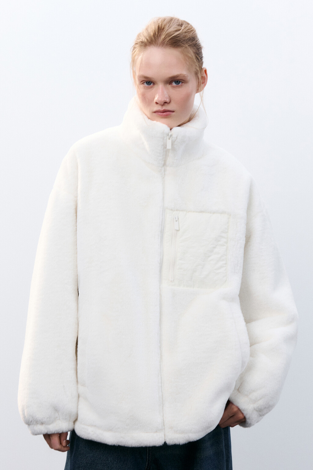 Куртка плюшевая на утеплителе - цвет молочный - 2