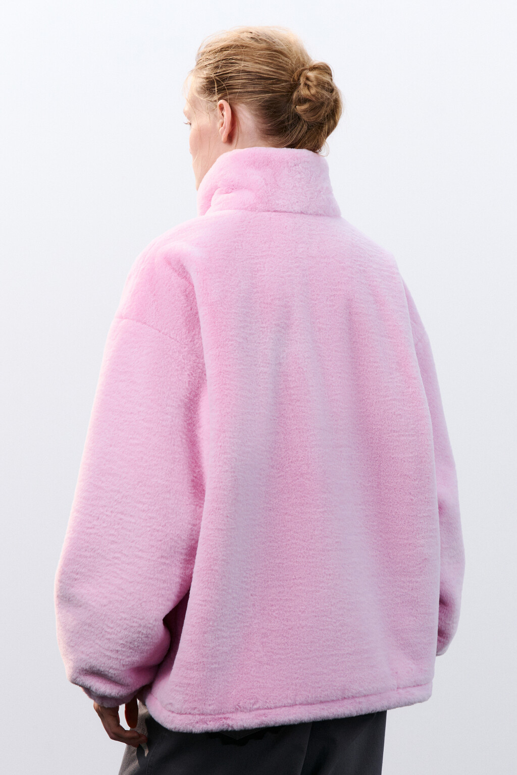 Куртка плюшевая на утеплителе - цвет розовый - 4