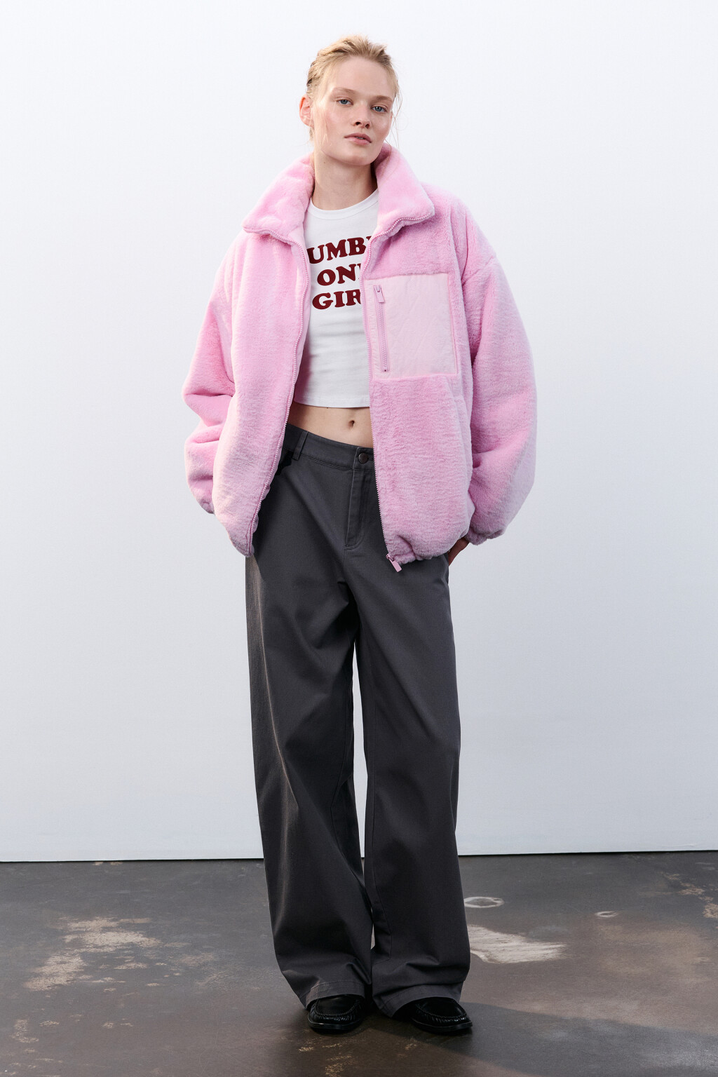 Куртка плюшевая на утеплителе - цвет розовый - 5