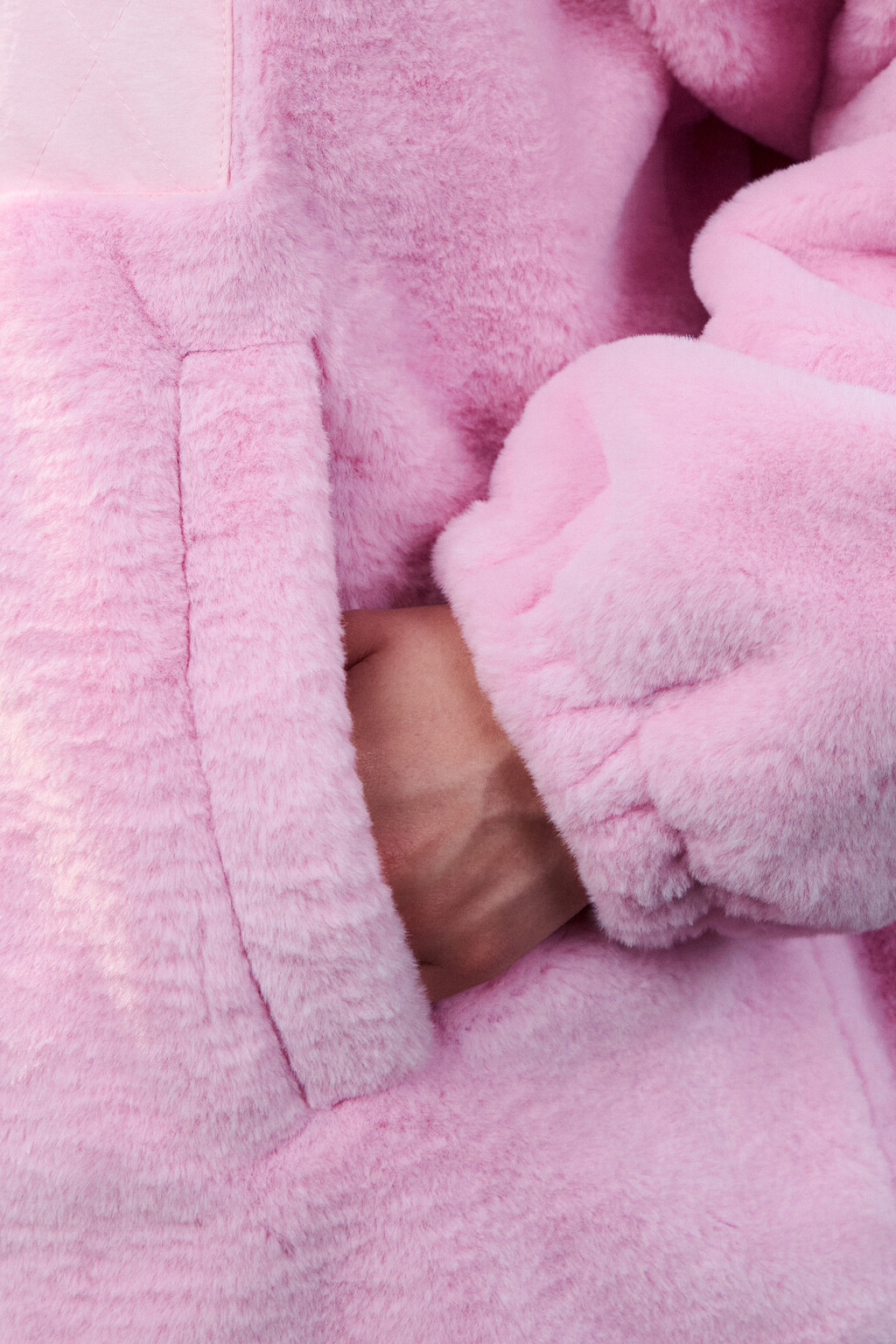 Куртка плюшевая на утеплителе - цвет розовый - 7