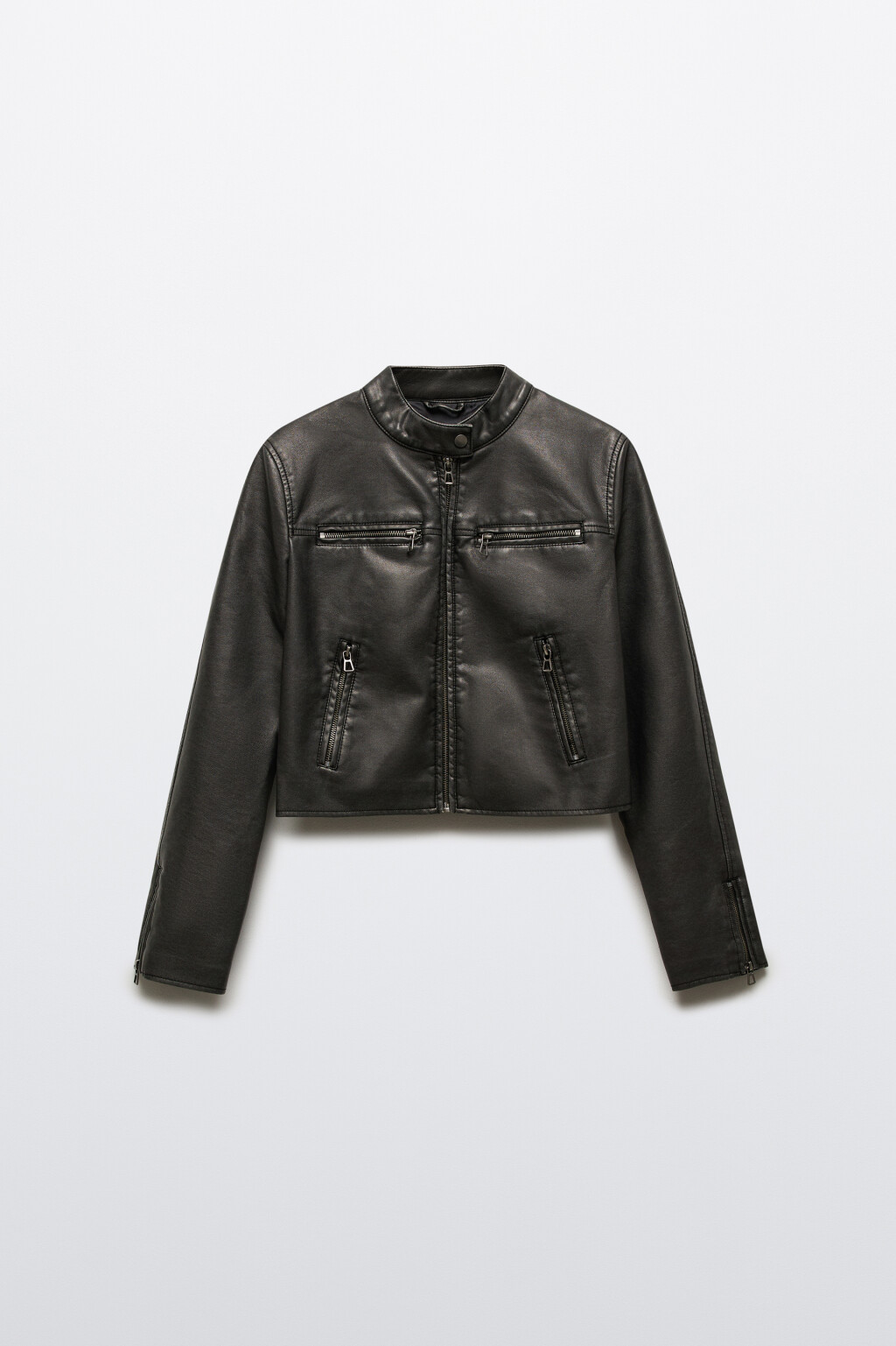 Куртка укороченная с вареным эффектом - цвет черный - 9