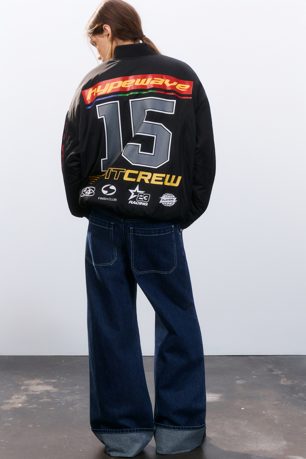 Куртка-бомбер oversize с принтом - цвет черный - 1