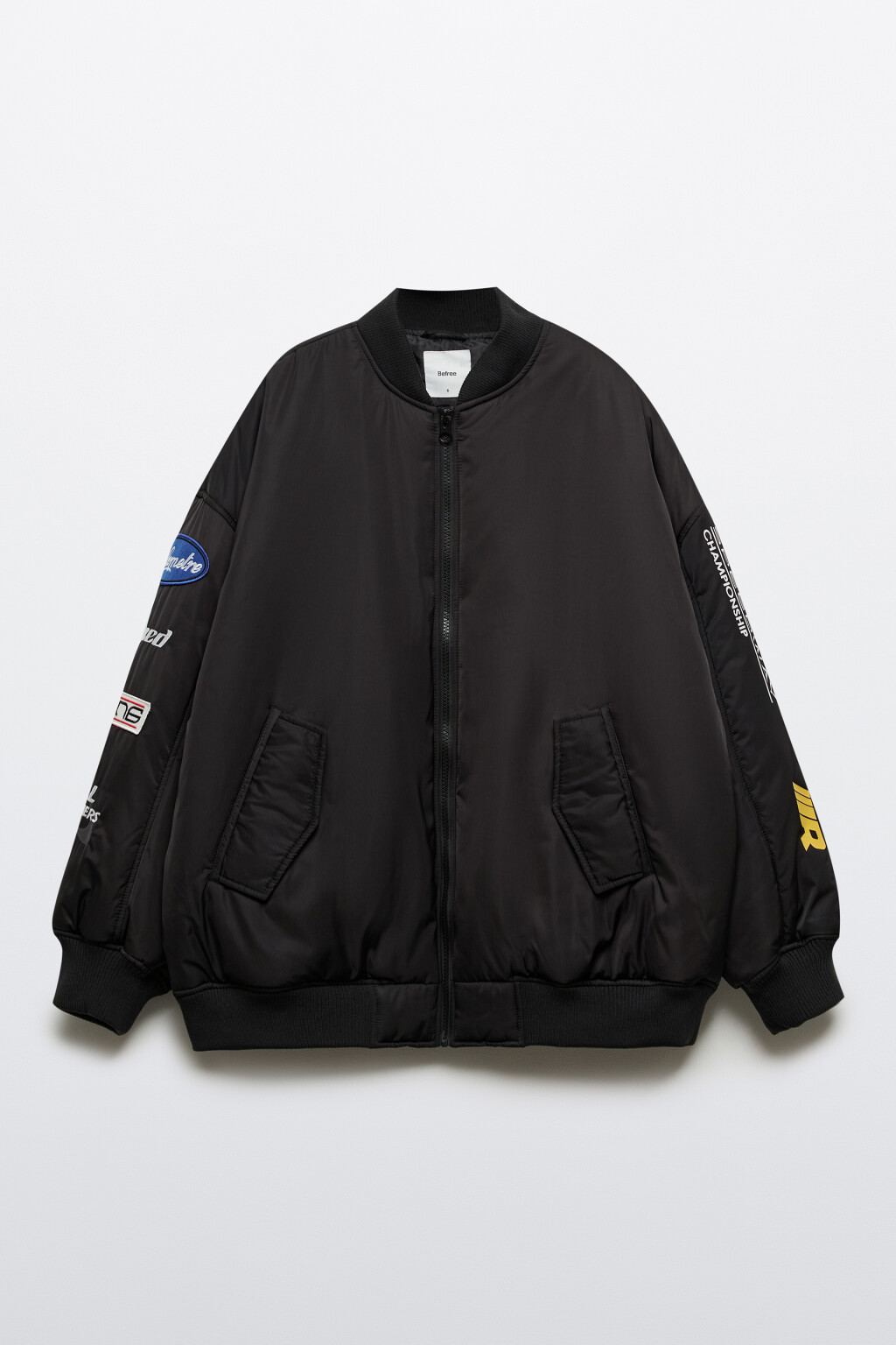 Куртка-бомбер oversize с принтом - цвет черный - 8