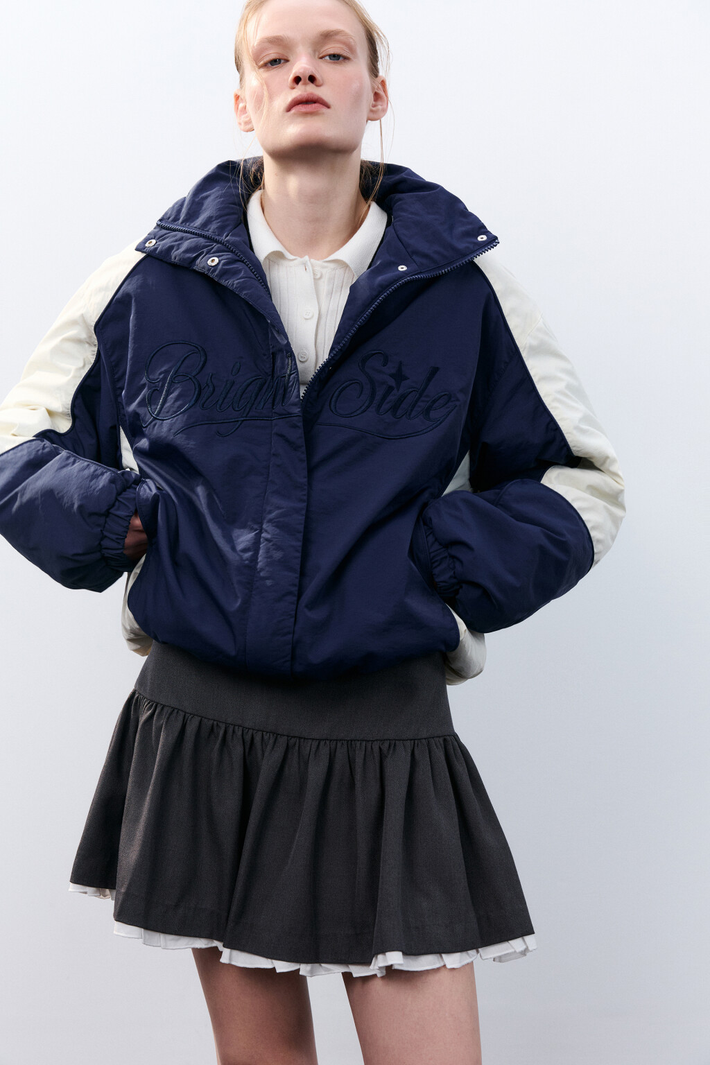 Куртка-олимпийка утепленная с принтом - цвет мультиколор - 1