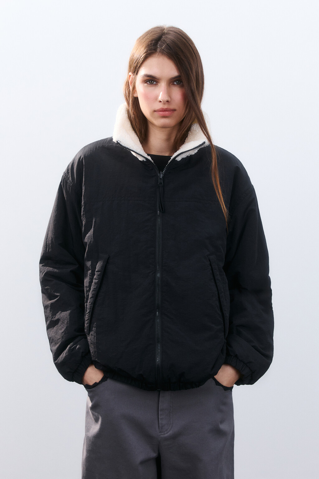 Куртка двусторонняя на утеплителе - цвет черный - 5