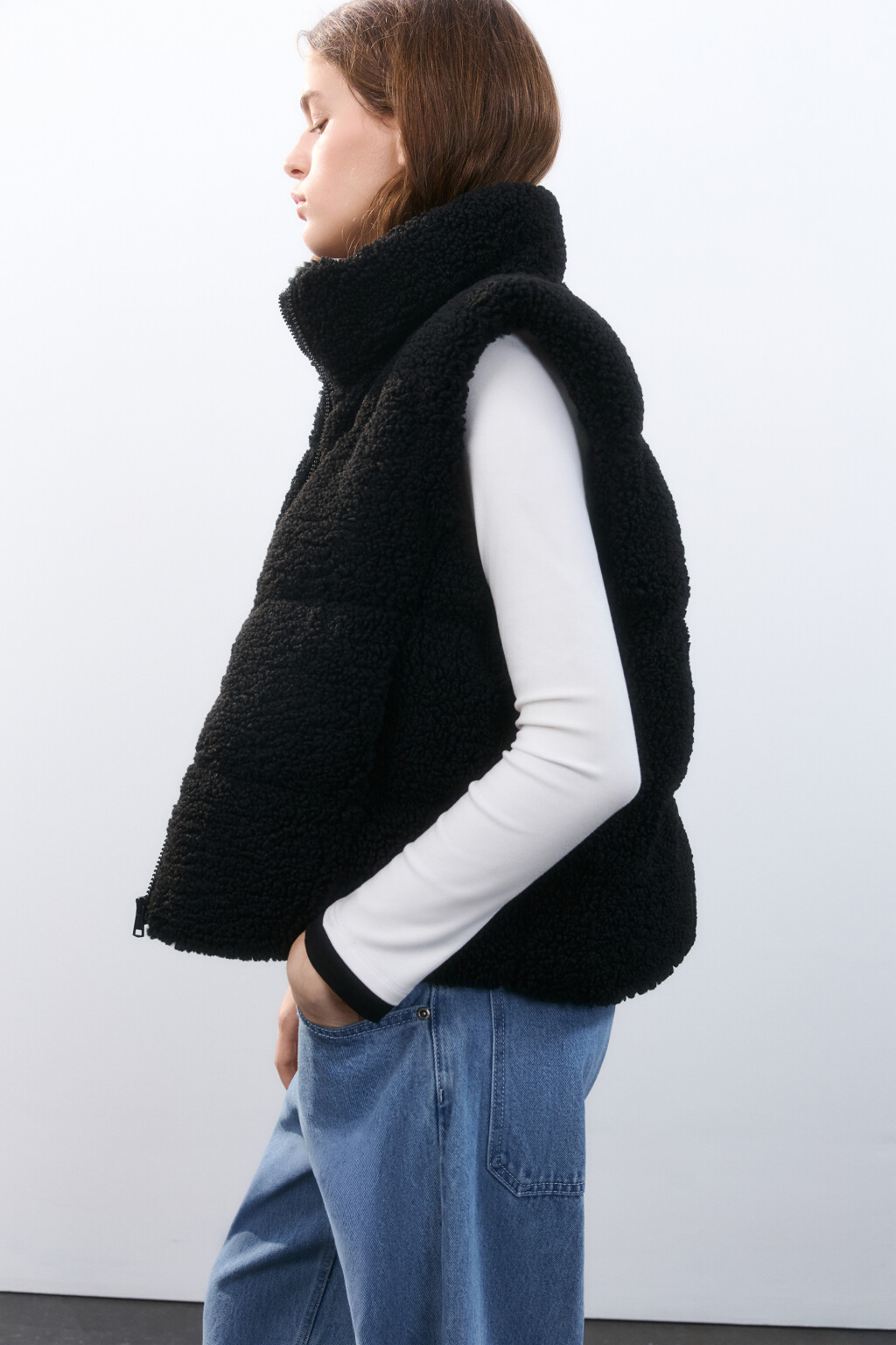 Жилет плюшевый утепленный - цвет черный - 1