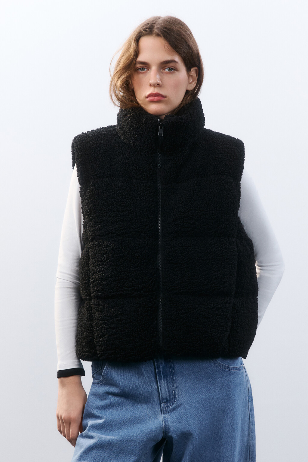 Жилет плюшевый утепленный - цвет черный - 2