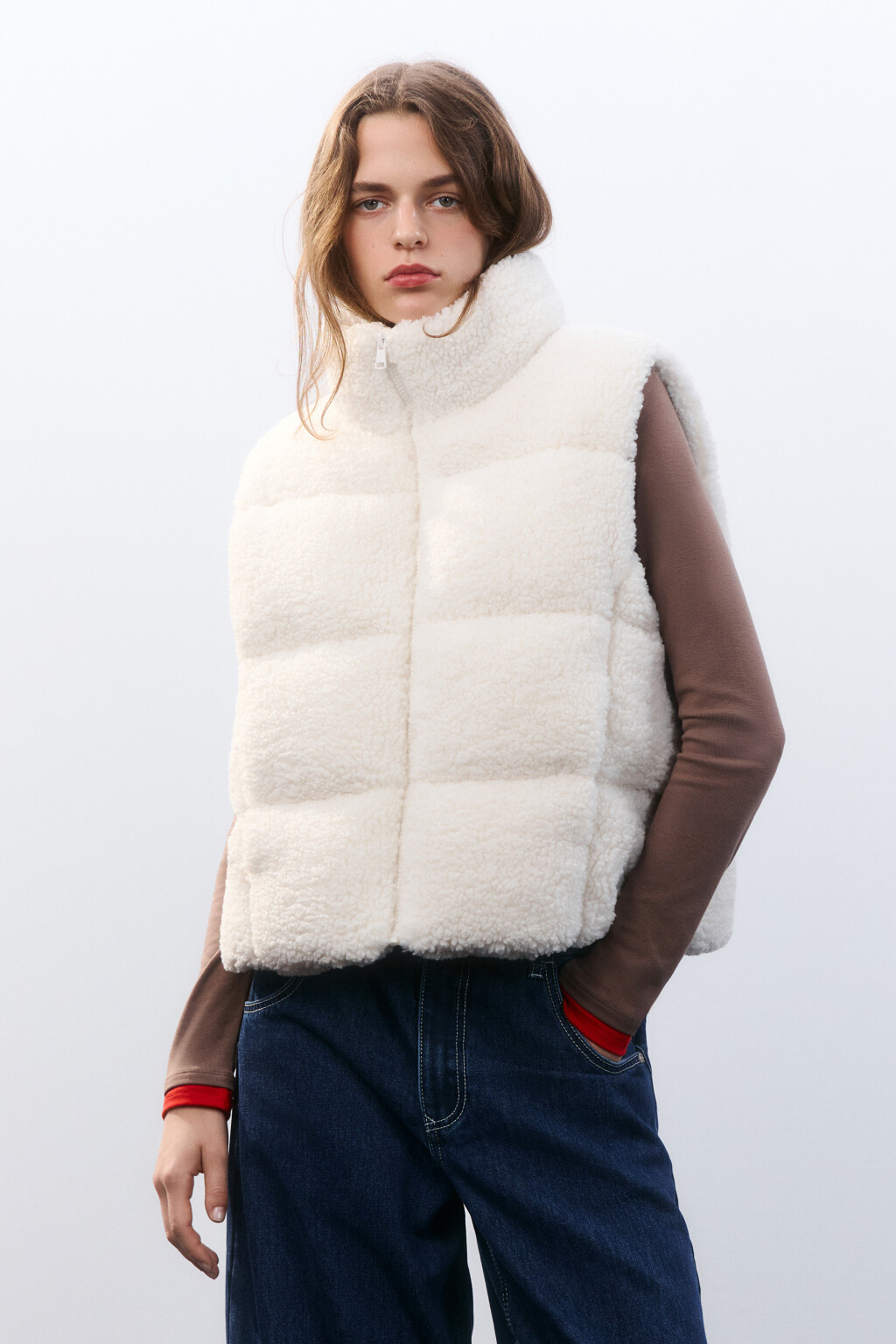 Жилет плюшевый утепленный - цвет молочный - 2