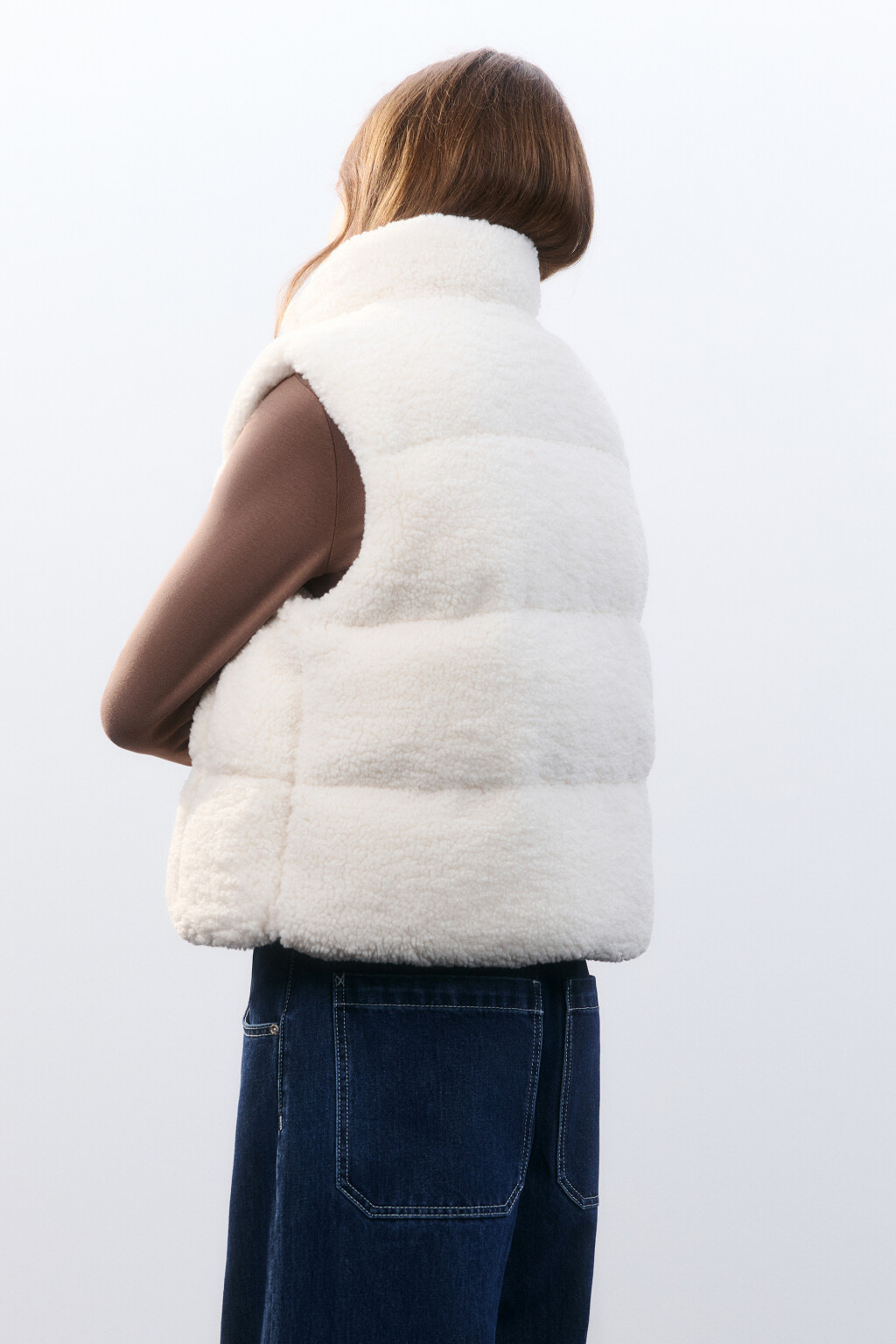 Жилет плюшевый утепленный - цвет молочный - 3