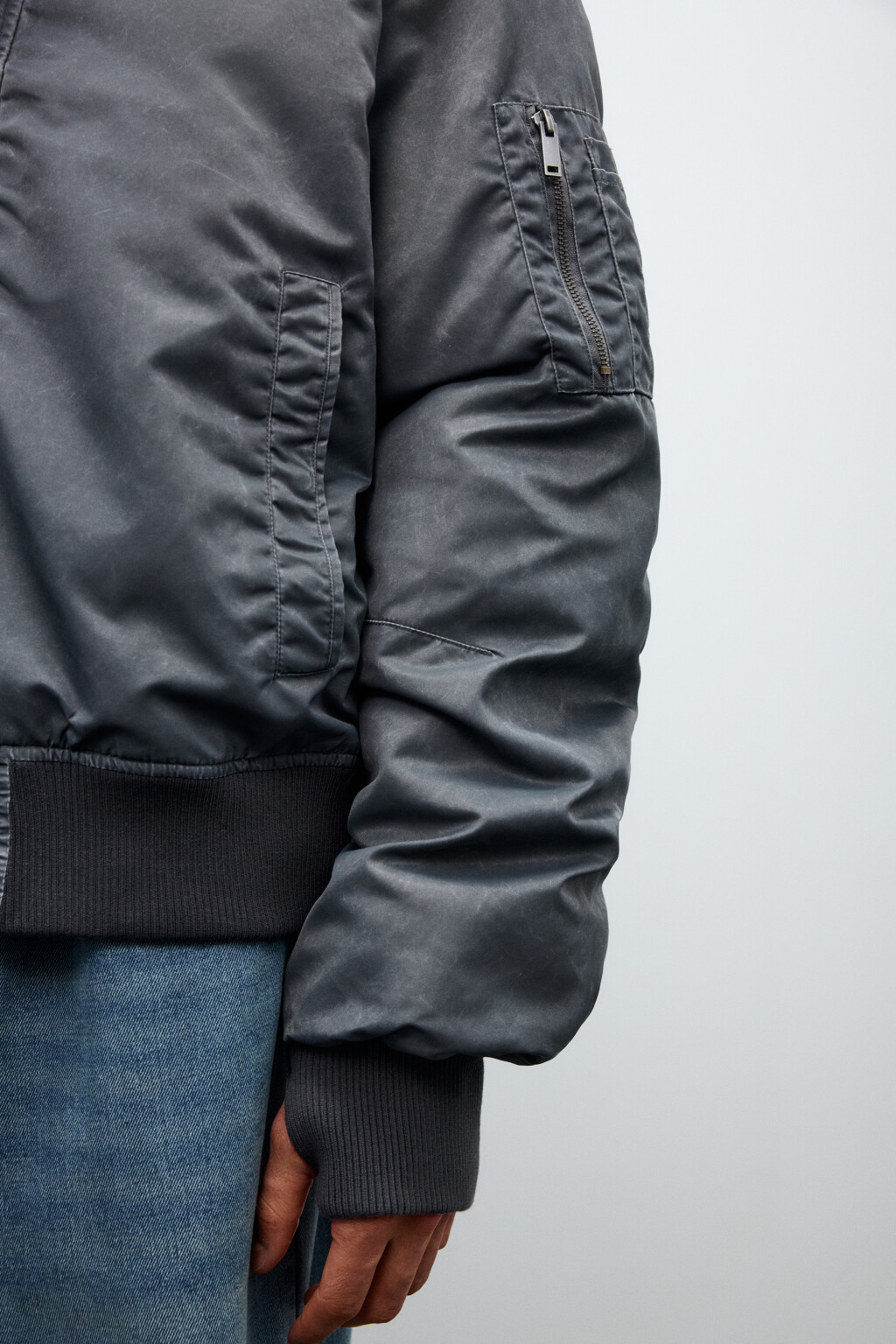 Куртка-бомбер с отложным воротником - цвет черный - 6