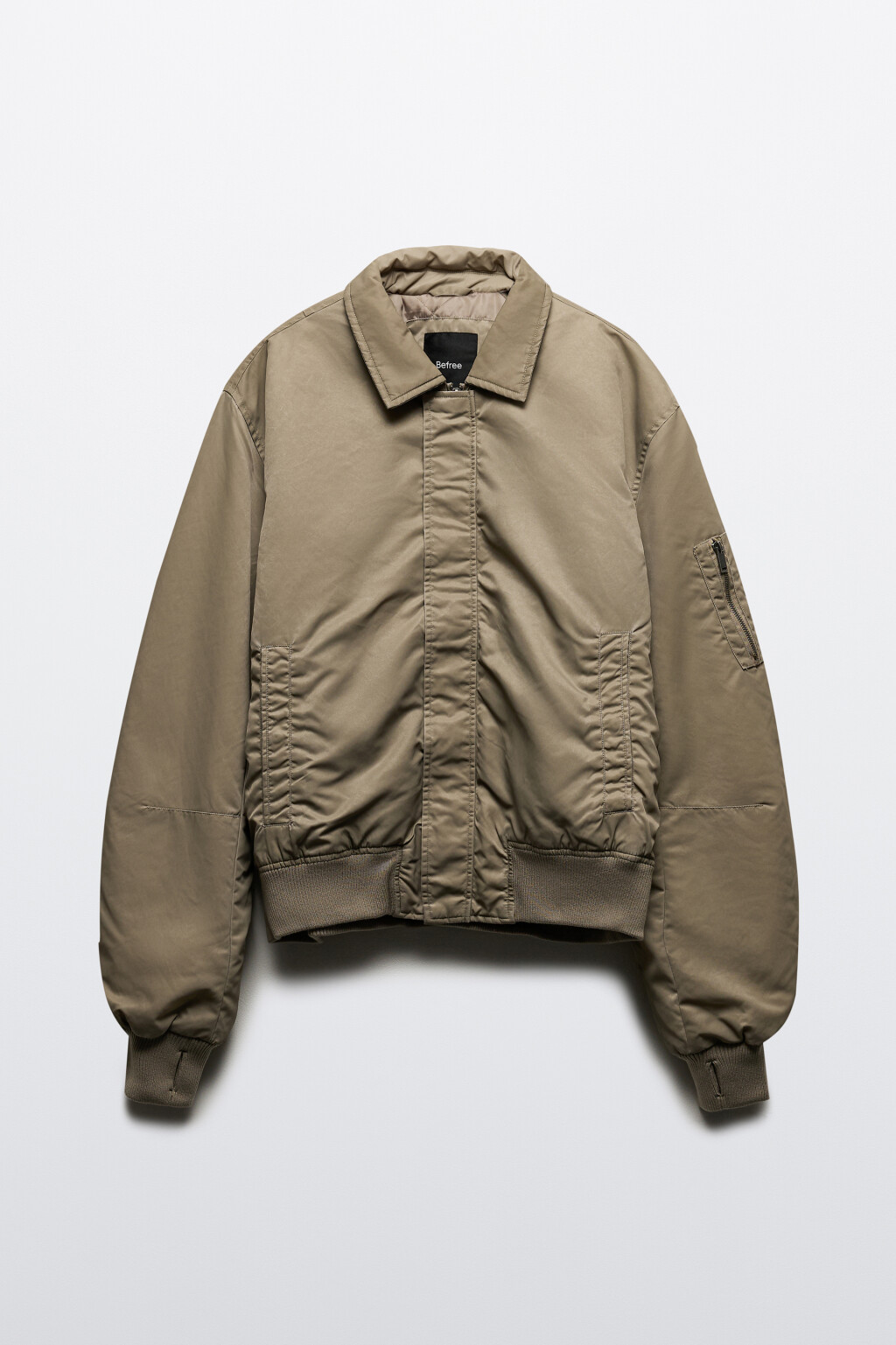 Куртка-бомбер с отложным воротником - цвет коричневый - 12