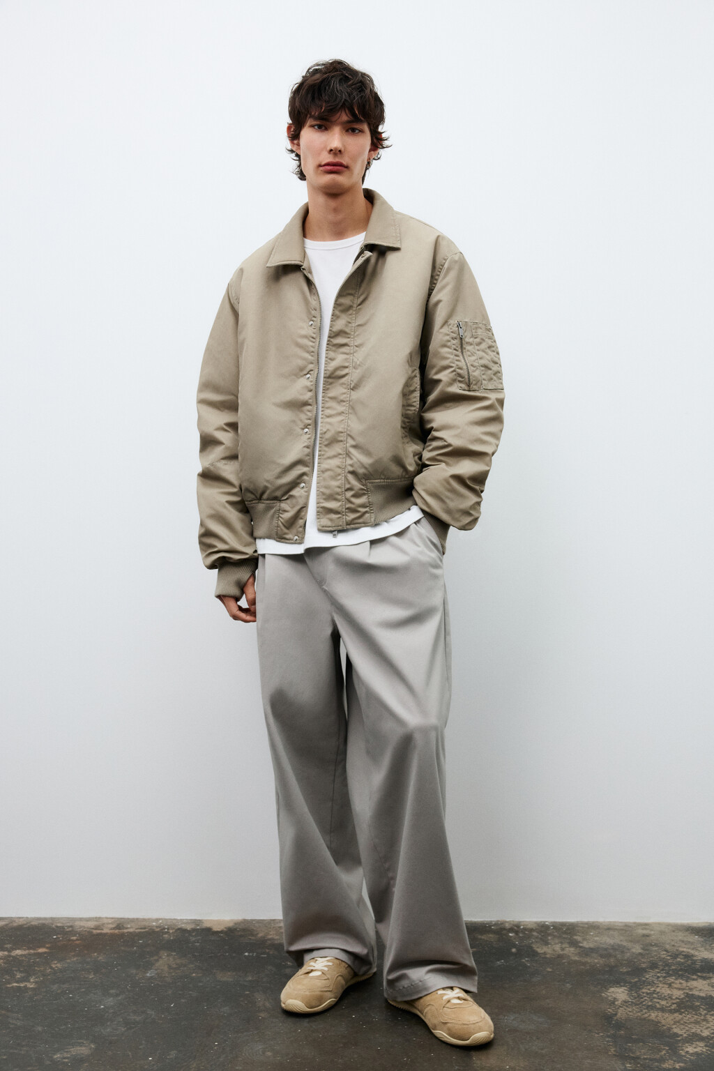 Куртка-бомбер с отложным воротником - цвет коричневый - 2