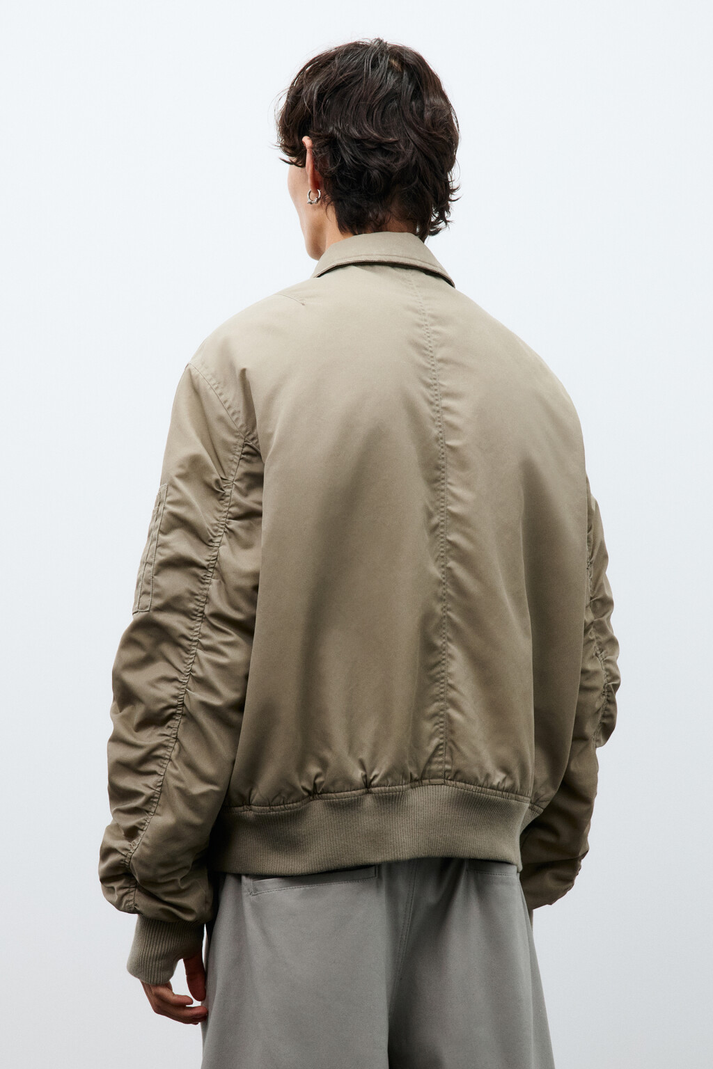 Куртка-бомбер с отложным воротником - цвет коричневый - 4
