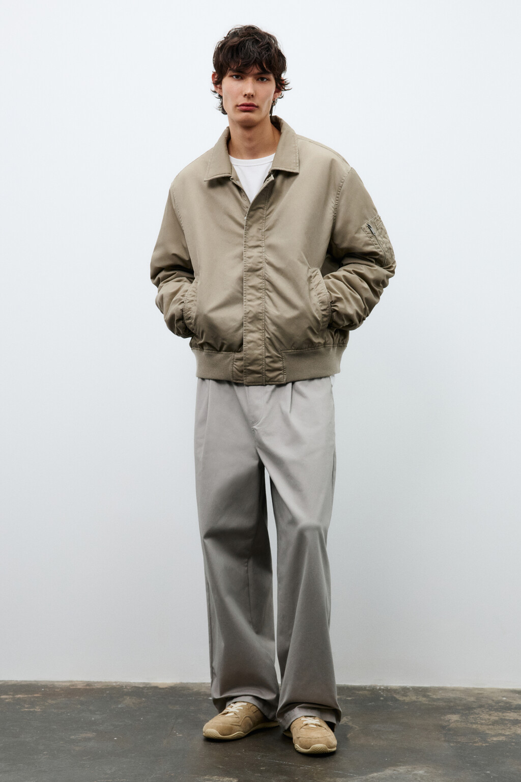 Куртка-бомбер с отложным воротником - цвет коричневый - 5