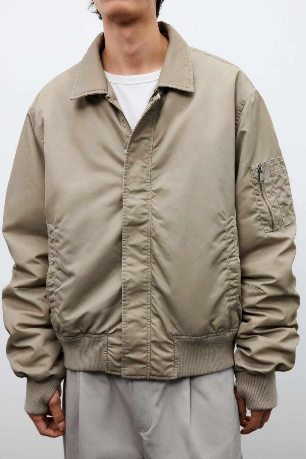 Куртка-бомбер с отложным воротником - цвет коричневый - 6