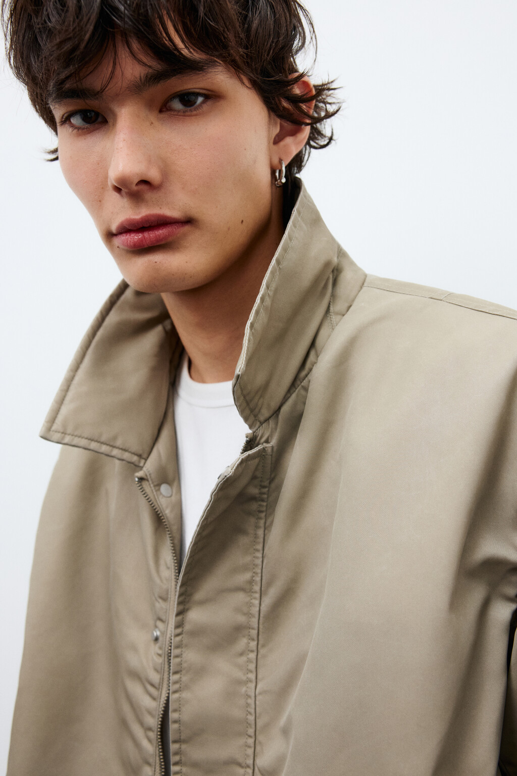 Куртка-бомбер с отложным воротником - цвет коричневый - 7