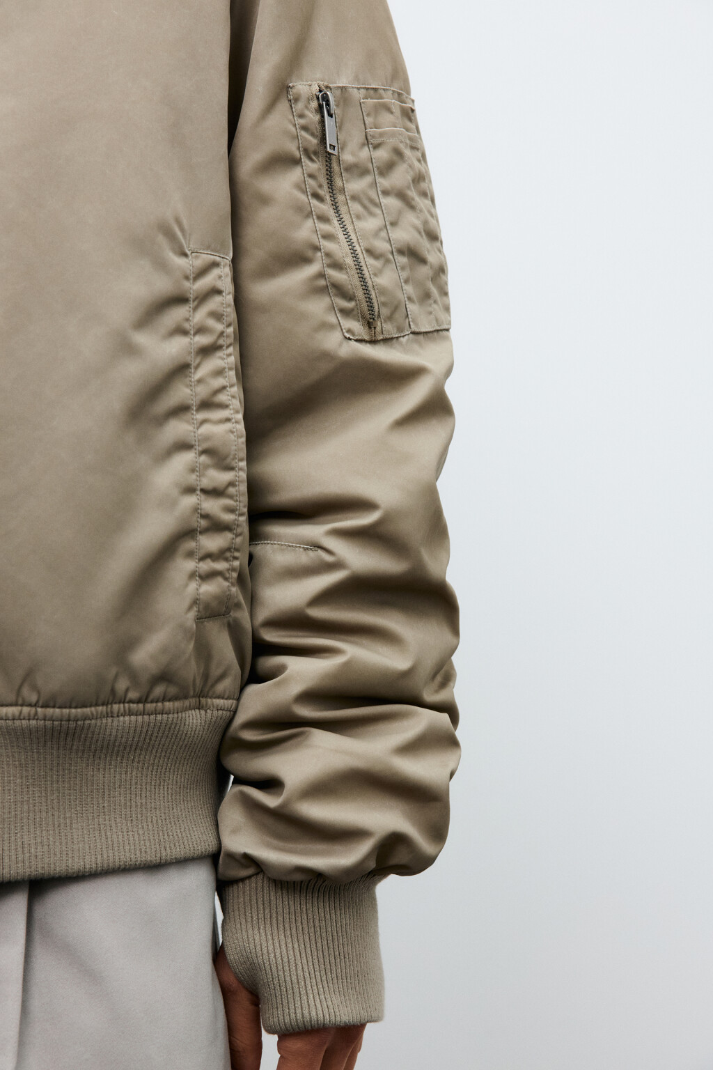 Куртка-бомбер с отложным воротником - цвет коричневый - 8