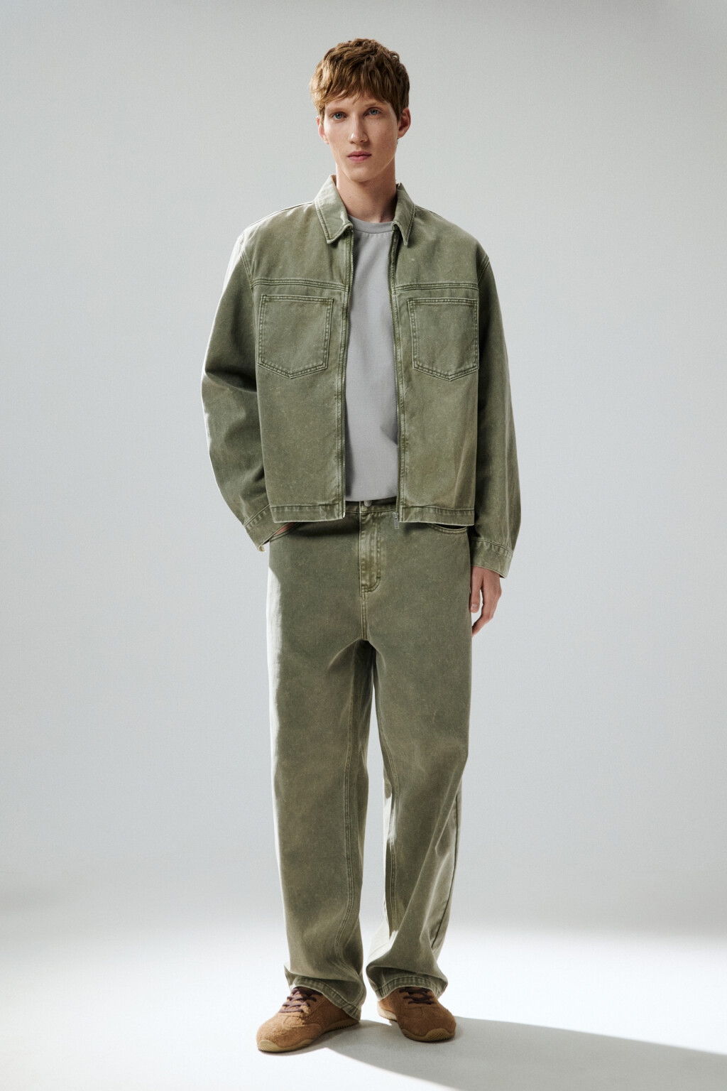 Куртка джинсовая с вареным эффектом - цвет зеленый - 4