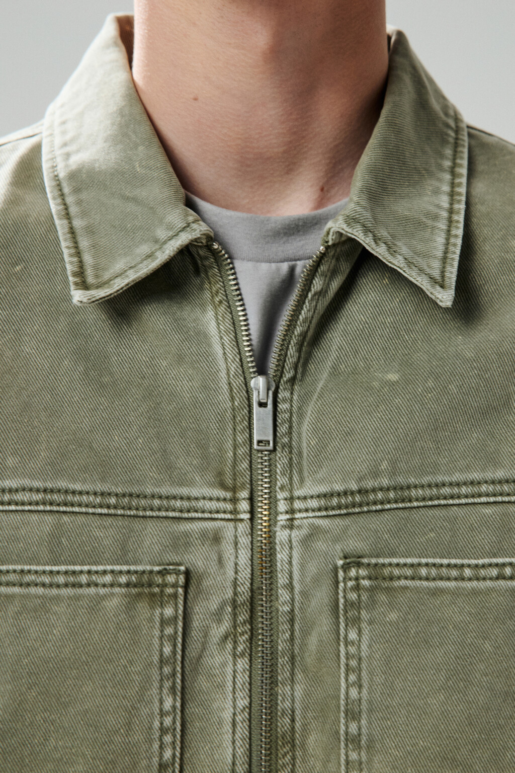 Куртка джинсовая с вареным эффектом - цвет зеленый - 5