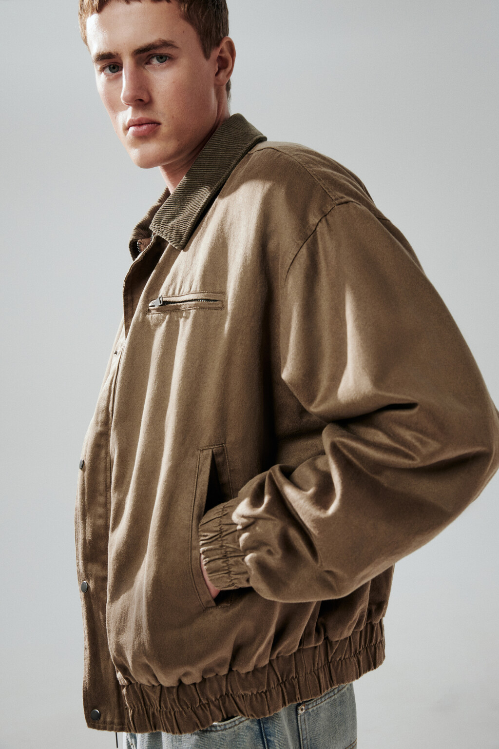 Куртка-бомбер с вареным эффектом - цвет коричневый - 1