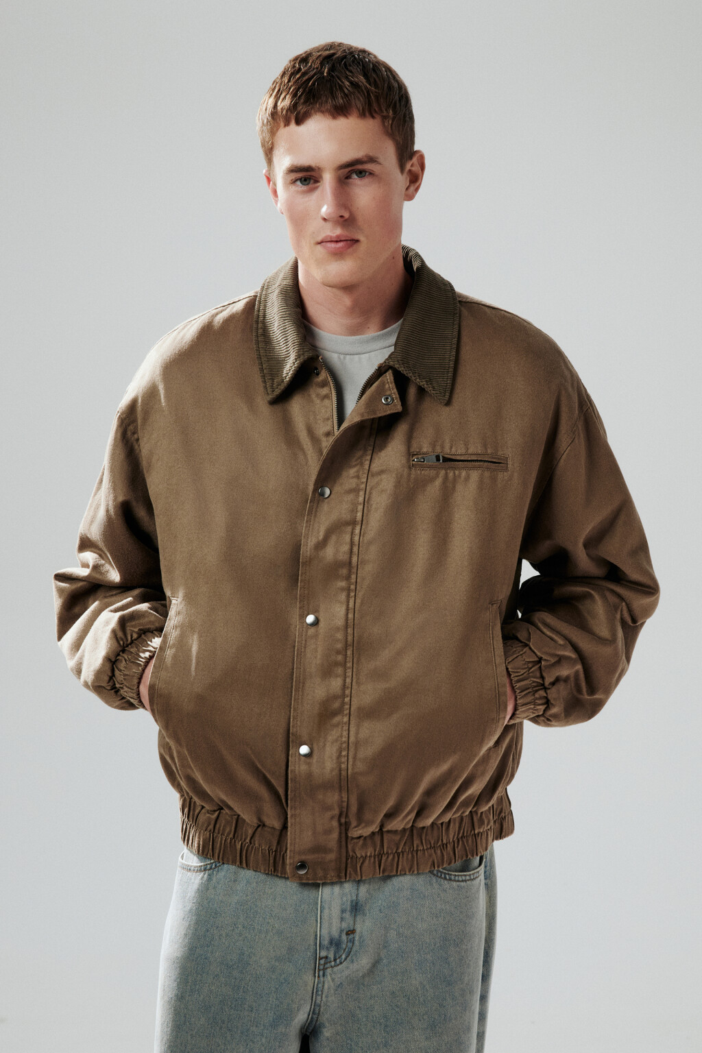 Куртка-бомбер с вареным эффектом - цвет коричневый - 3