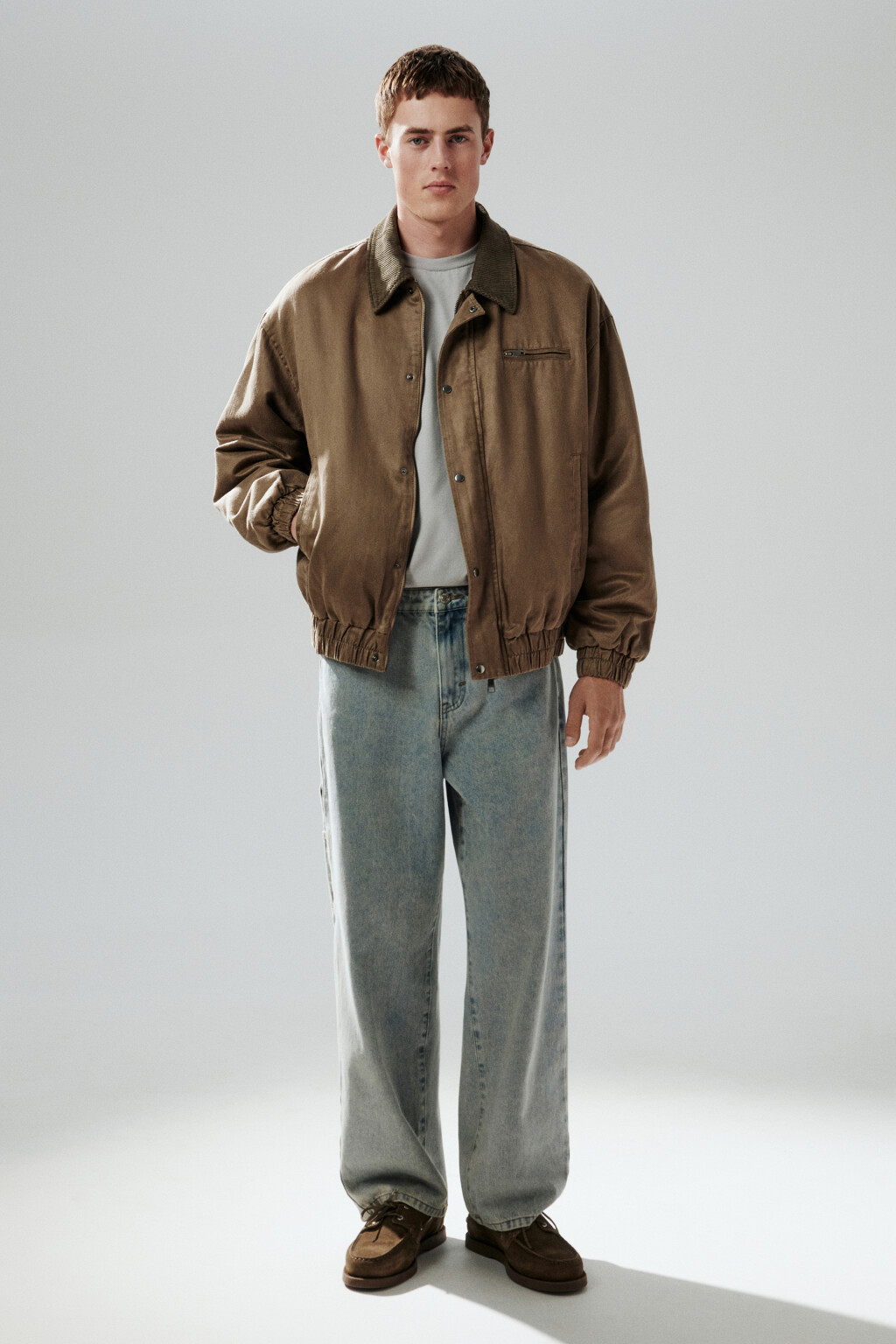 Куртка-бомбер с вареным эффектом - цвет коричневый - 5