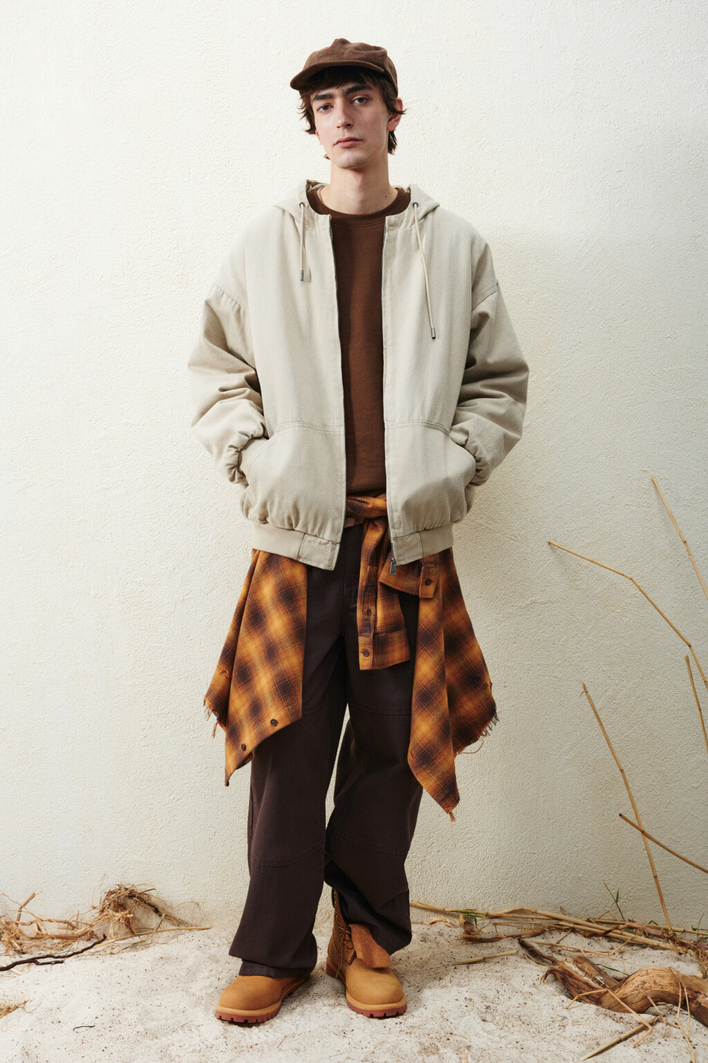 Куртка джинсовая утепленная на молнии - цвет бежевый - 5