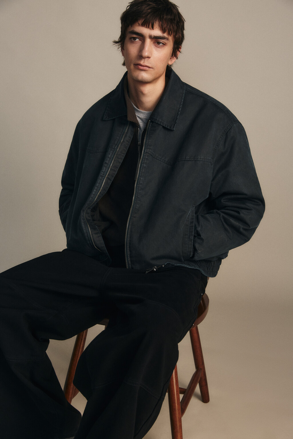 Куртка-бомбер на утеплителе - цвет синий - 2