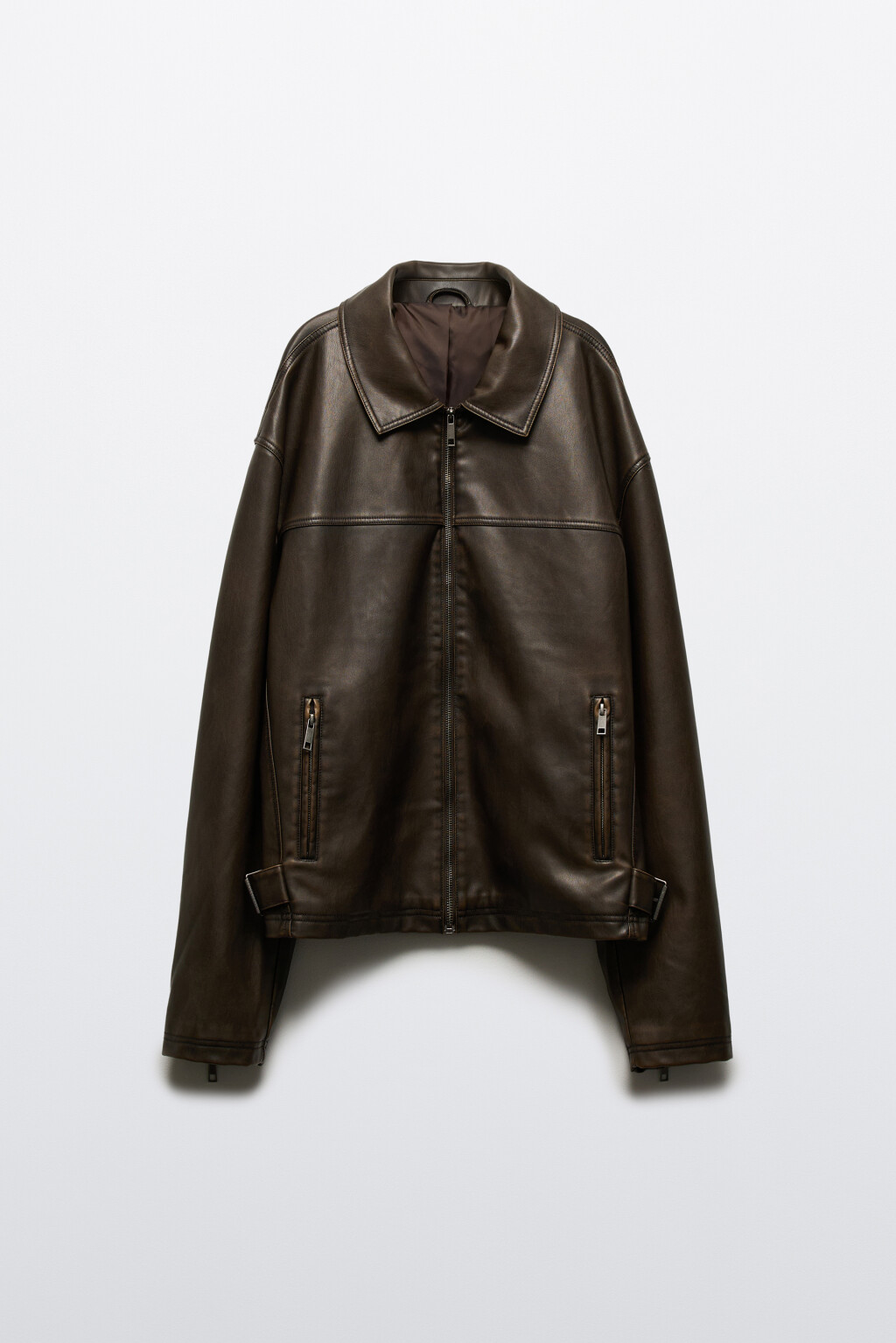 Куртка на молнии с вареным эффектом - цвет коричневый - 11