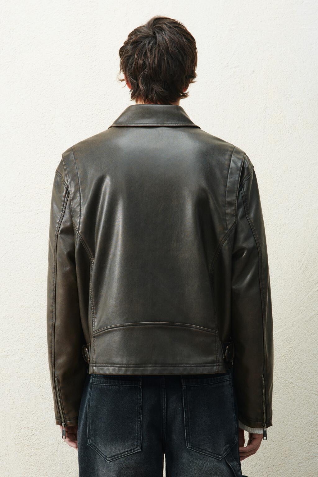 Куртка на молнии с вареным эффектом - цвет коричневый - 4